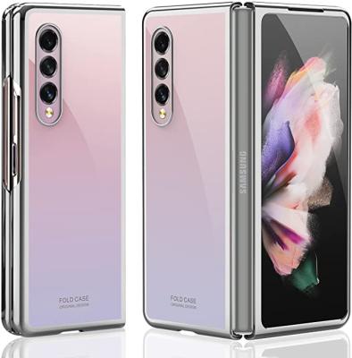 China Shockproof For Samsung Galaxy Z Fold 3 5G Case Luxury Clear Transparent Electroplating Hard Cover For Samsung Z Fold 2 Fold3 Fold2 for sale