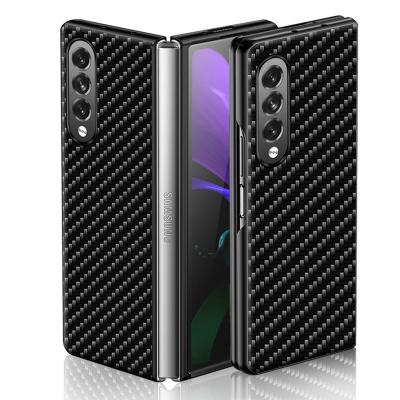 China Shockproof Texture Carbon Fiber Back Cover For Samsung Galaxy Z Fold3 Fold 3 5G Folder Case Front And Back Phone Case for sale