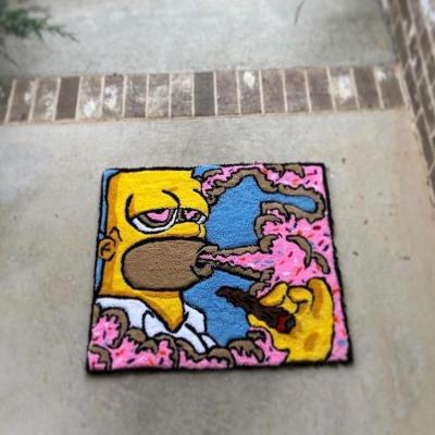 China Non-slip commercial red main 3d cartoon design cover animal logo handmade rug handmade rug for sale