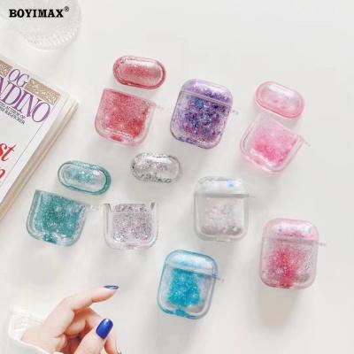 China New Arrival Fanshion BEC-28 Wholesale PC Quicksand Glitter Protective Case for airpods, Luxury Carrying Case for airpod for sale