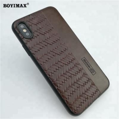 China Anti-fall China factory price design PU back cover supply woven leather phone case compatible for infinix for sale