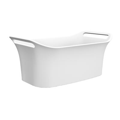 China Durable Acrylic Rectangle Flat Professional Made Bathroom White Counter Basin With Handle for sale