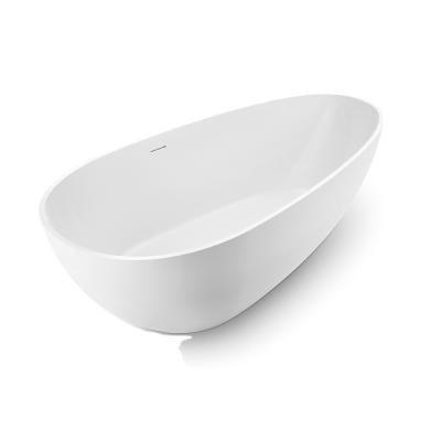 China Fashion Freestanding Solid Matte White Oval Shape Freestanding Outdoor Artificial Stone Bathtub for sale