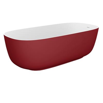 China Simple Design Modern Design Freestanding Red And White Acrylic Bathtub With Round Corner for sale