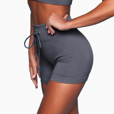 China New Design Breathable Alo V Front Ribbed Woman Shorts Patterned Gym Set Yoga Legging Panties for sale