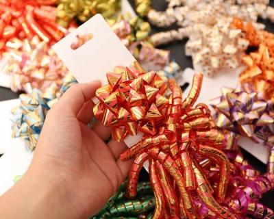 China PP Christmas Color Curly Ribbon Decorative Bow On Birthday Gifts for sale