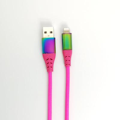 China Mobile Phone MFi Certified USB A To Lightning Cable Colorful Cloth Charging Syncing Tether USB Cable For iPhone for sale