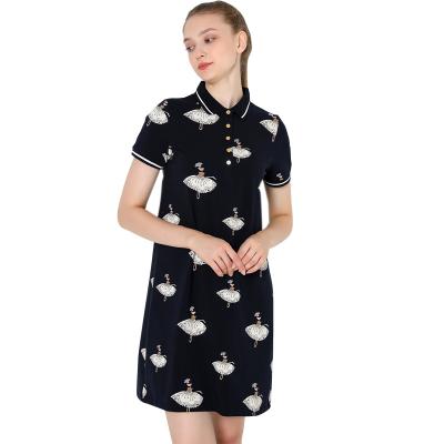 China European and American summer women's fashion casual QUICK DRY cartoon printed short-sleeved T-shirt dress for sale