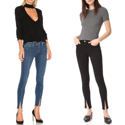 China QUICK DRY new spring 2022 split jeans are stylish slim and slim high-waisted jeans with tiny legs for sale