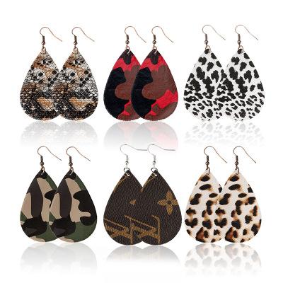 China Newest FASHIONABLE Cheap Price Leopard Print PU Leather Drop Earrings African Fashion PU Dangle Earrings for sale