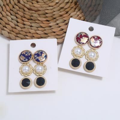 China FASHIONABLE New Style Vintage Multiple Women Flower Pattern Round Imitation Pearl Earrings Set for sale