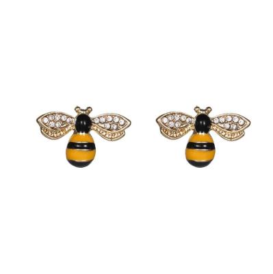 China 2021 TRENDY hot selling 925 sterling silver gold plated fashion ear stud small rhinestone bee stud earrings for sale