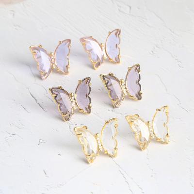 China FASHIONABLE Hot Sale Girls Fashion Earrings Jewelry Multi Colors Small Crystal Butterfly Stud Earrings for sale