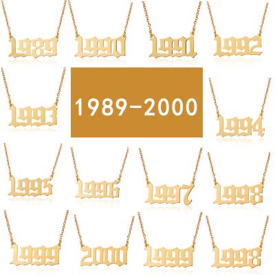 China FASHIONABLE High Quality Year of Birth Year Stainless Steel Necklace Gold Plated Numbers Pendant Necklace Jewelry for sale