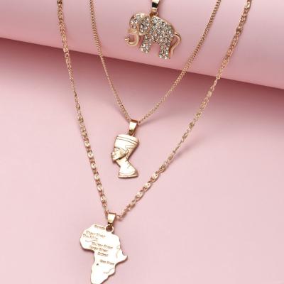 China CLASSIC Key Card Fashion Chain Elephant Multilayer Women's Link Necklace Jewelry for sale