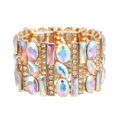 China Best Wholesale Fashion Bling Bling Metal Rhinestone Bangles Expandable Bracelets For Women for sale