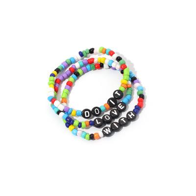 China Fashionable High Quality Simple Style Multicolor Acrylic Lanyard Women's Beaded Jewelry Bracelets for sale