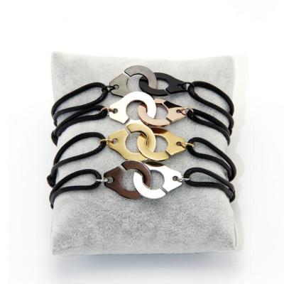 China TRENDY Couples Bracelet Stainless Steel Fashion Woven Handcuffs Leather Bracelet for sale