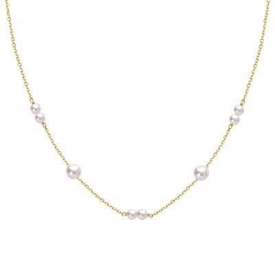 China Cute Tik Tok Ins Popular Mini Jewel Charm Clavicle Chain Pearl 18k Gold Charm Necklace Classic Freshwater Romantic Girl Choker for sale