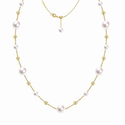 China Luxury And Elegant High Quality Fine Natural Freshwater Pearl Zircon Necklace 14K Gold Pearl Jewelry Pendant Necklace For Women for sale