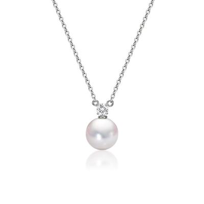 China Luxury and Elegant High Quality Fine Natural Zircon Freshwater Pearl Necklace 18K Gold Pearl Jewelry Pendant Necklace For Women for sale