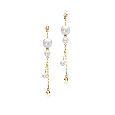 China Luxury Elegant 18K Gold Akoya Pearl Earrings Japanese Cultured Pearl Earrings For Women for sale