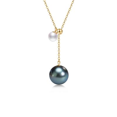 China Hot Sale Elegant Japanese Akoya Pearl and Tahitian Pearl Pendant Necklace 18K Rose Gold Wholesale Free Shipping for sale