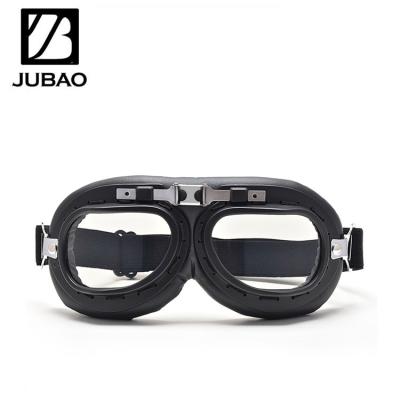 China Fashionable Retro Motocross Goggles ABS Material Frame Totally Matte Black Lenses Retro Bike Glass Motorcycle Goggles for sale