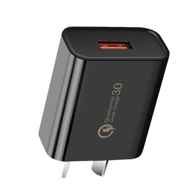 China Dual 18W USB Port 18W QC 3.0 Cable Dual USB Wall Charger 110-240V Ready To Board Mobile Phone Fast Charger Black for sale