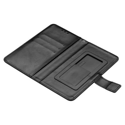 China Wholesale Universal Black Leather Smart Case Wallet Style Anti-fall Phone Phone Case for sale