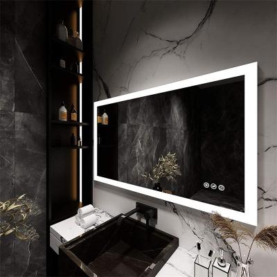 China LED Smart Bathroom Mirror Illuminated Square Enlarging Inteligente Espejo Fogless Shower Mirror for sale