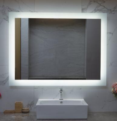 China Hotel Smart Touch Screen Magnifying Frameless Dimmer Lights Contemporary Bathroom Led Backlit Mirror With Temperature for sale