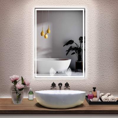 China Magnifying Rectangular Wall Mounted Mirror Led Backlit Bathroom Mirror Mounted On The Wall Of The Bathroom Dresser for sale