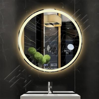 China Magnifying Round Fogproof Frameless LED Lighted Luxury Hotel Bathroom Mirror for sale