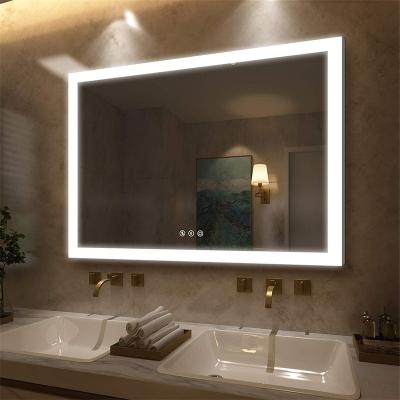 China 2022 Bright Factory Direct Wall Touch Screen Anti Fog LED Lights Smart Bathroom Mirror With Lights High Quality for sale