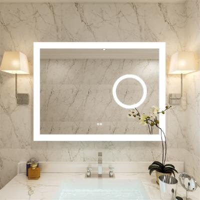 China 2022 Hotel Bathroom Anti Fog Touch Magnifying Switch Waterproof Backlit Smart Led Mirror With Light for sale