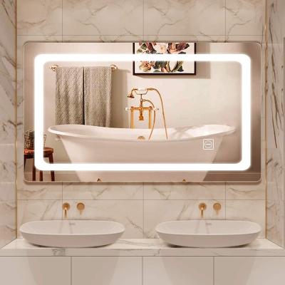 China Modern Ip44 Rate Led Lighted Hotel Backlit Vanity Magnifying Bathroom Mirror for sale