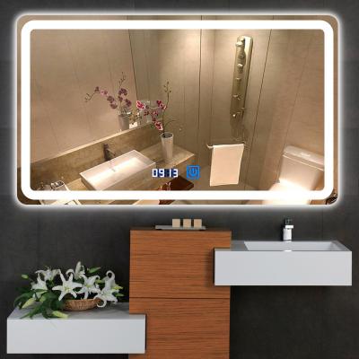 China Special Design Magnifying Bending Top Led Lighted Bathroom Vanity Mirror With Smart Sensor for sale