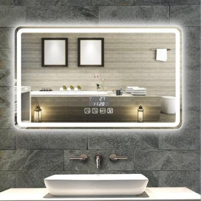 China Customized Oversized Magnifying Wall Mount Bath Vanity Light Up Mirror Rectangle Touch Screen Smart Bathroom Mirror Led for sale