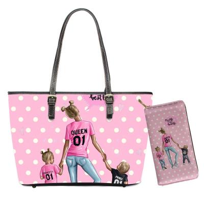 China Lightweight Parent Child Fashion Mother Suit Bag Pink Lady Purse And Handbag 2 Sets Graphic Customization Made In China Factory Direct Sales for sale