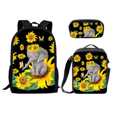 China Lightweight School Bag For Teenagers Boys Cute Elephant Sunflower Pattern Printing Schoolbags For School Backpack Wholesale Bags for sale