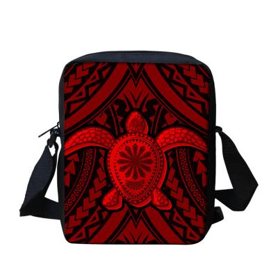 China Light Lady Messenger Bags Custom Red Gray Polynesian Tribal Turtle Hibiscus Print Women Wholesale High Quality Cross - Body Shoulder Bags for sale