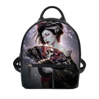 China African American Women Pattern School Bags Female Mini Backpack For Girl Leather Lightweight Shoulder Bag Sugar Skull Girl Custom Geisha Pu for sale