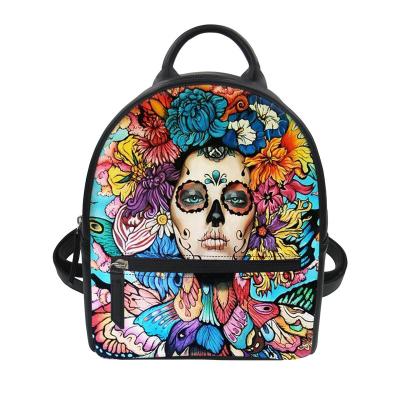 China Custom Made Femme Sugar Skull Printed Kids School Bags Mochilas Escolares Bookbags New Design Light Weight 2020 Backpacks For Girls for sale