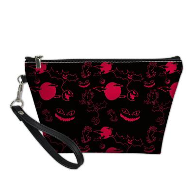 China Eco-friendly Traveling Cosmetic Witch And Makeup Bag Travel Filter Bezel Halloween Pumpkin Printed Waterproof Cosmetic Bags And Cases Packaging for sale