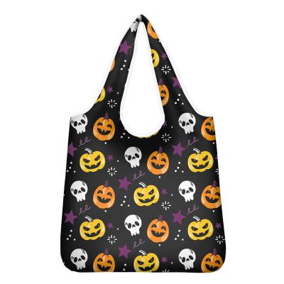 China Lightweight Halloween Bags Eco Cartoon Pattern Reusable Print Reusable Bags Wholesale Cheap Shopping Bags Built for sale