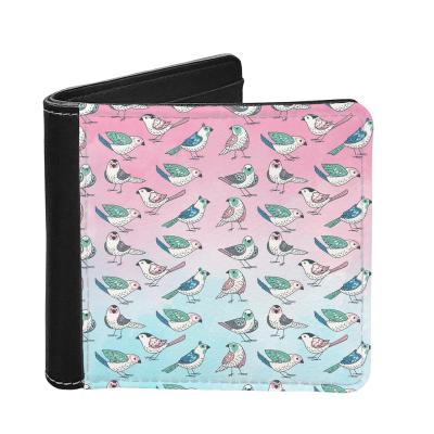 China Wholesale Men's Wallet Card Wallet Sparrow Waterproof Blue Pink Leather Print Pattern PU Leather Cheap Price Purse For Men's Leather Wallet for sale