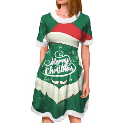 China 2021 New Winter Women's Vestidos Snowman Printing Anti-Static Candy Christmas Party Dresses One Line Casual Dress Loose Sleeve Long Dress for sale