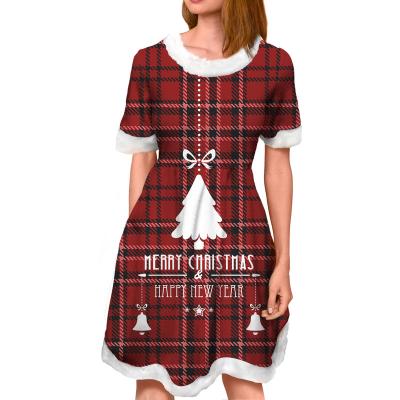 China Anti-Static Snowflake Print Casual Christmas Dress Women Party Dress Swing Tunic Ladies Winter Short Dress for sale