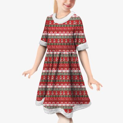 China 2021 New Christmas Girl Women's Mini Party Dresses Autumn Winter Cartoon Dress Christmas Tree Cute Anti-Static Snowman Print Long Sleeve Dress for sale